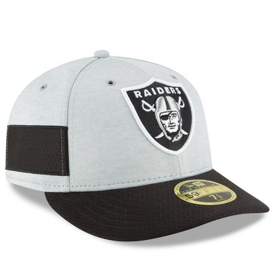 Men's Oakland Raiders New Era Heather Gray/Black 2018 NFL Sideline Home Official Low Profile 59FIFTY Fitted Hat 3058483